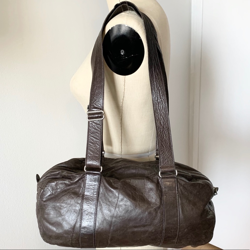 M0851 Brown Calfskin Tennis Mini Duffel Bag